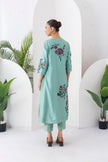 Mint Silk Chanderi Floral Boota Printed Dress (1 PC)