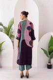 Salmon Pink & Wine Viscose Dupion Printed Dress (1 PC)