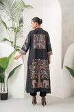 Black Silk Chanderi Rich Folk-Inspired Printed Tunic (1 PC)