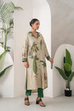 Beige Silk Chanderi Nature-Inspired Printed Dress (1 PC)