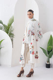 Ivory Silk Chanderi Printed High-Low Dress (1 PC)