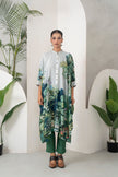 Ivory Silk Chanderi Vivid Garden Illustration Printed Kaftan (1 PC)