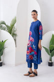 Cobalt Blue Silk Chanderi Printed Tunic (1 PC)