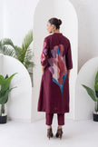 Chocolate Brown Silk Chanderi Printed Dress (1 PC)
