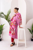Salmon Pink Silk Chanderi Printed Tunic (1 PC)