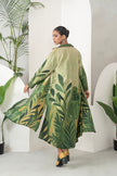 Shades Of Green Silk Chanderi Lush Jungle Printed Dress (1 PC)