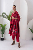 Maroon Silk Chanderi Printed Kaftan Style Dress (1 PC)