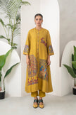Mustard Silk Chanderi Traditional Inspired Printed Dress (1 PC)
