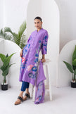 Lavender Silk Chanderi Front Open Printed Dress (1 PC)