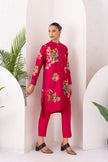 Hot Pink Silk Chanderi Floral Printed Shirt Style Tunic (1 PC)