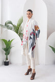 Ivory Silk Chanderi Printed High-Low Dress (1 PC)