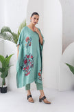 Mint Silk Chanderi Chintz Printed Kaftan (1 PC)