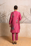 Old Rose Silk Chanderi Printed Shirt Style Tunic (1 PC)