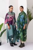 Green & Blue Thin Chanderi Printed Stole (1 PC)