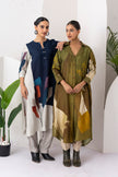 Blue & Ivory Viscose Dupion Printed Tunic (1 PC)