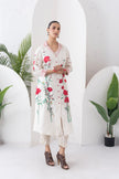 Ivory Silk Chanderi Front Open Printed Dress (1 PC)