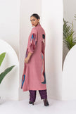 Salmon Pink Viscose Dupion Printed Dress (1 PC)