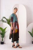 Multicoloured Viscose Dupion Printed Dress (1 PC)