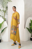 Mustard Silk Chanderi Traditional Inspired Printed Dress (1 PC)