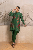 Green Silk Chanderi Floral Printed Shirt Style Tunic (1 PC)