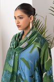 Green & Blue Thin Chanderi Printed Stole (1 PC)