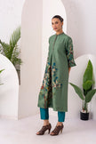 Sage Green Silk Chanderi Printed Front Pleat Tunic (1 PC)