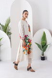 Ivory Silk Chanderi Tunic With Artistic Floral Placement Prints (1 PC)