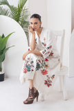 Ivory Silk Chanderi Printed High-Low Dress (1 PC)