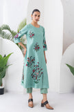 Mint Silk Chanderi Floral Boota Printed Dress (1 PC)
