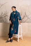 Indigo Silk Chanderi Printed High-Low Dress (1 PC)