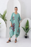 Mint Silk Chanderi Chintz Printed Kaftan (1 PC)