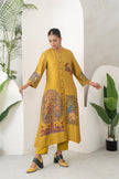 Mustard Silk Chanderi Traditional Inspired Printed Dress (1 PC)