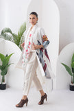 Ivory Silk Chanderi Printed High-Low Dress (1 PC)