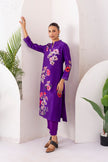 Purple Silk Chanderi Printed Tunic (1 PC)