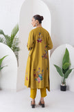 Mustard Silk Chanderi Printed High-Low Dress (1 PC)