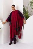 Red Viscose Dupion Printed Kaftaan Style Dress (1 PC)