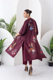 Chocolate Brown Silk Chanderi Printed High-Low Dress (1 PC)