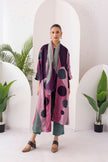 Salmon Pink & Wine Viscose Dupion Printed Dress (1 PC)