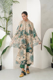Beige Thin Chanderi Delicate Floral Artwork Printed Stole (1 PC)