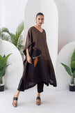 Shades Of Brown Viscose Dupion Printed Kaftan (1 PC)