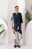 Blue & Ivory Viscose Dupion Printed Tunic (1 PC)