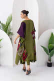 Leaf Green Viscose Dupion Printed Kaftan (1 PC)