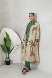 Beige Silk Chanderi Nature-Inspired Printed Dress (1 PC)