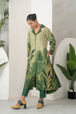 Shades Of Green Silk Chanderi Lush Jungle Printed Dress (1 PC)