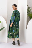 Green & Blue Viscose Dupion Printed Dress (1 PC)