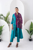 Emerald Silk Chanderi Floral Printed Front-Zip Dress (1 PC)