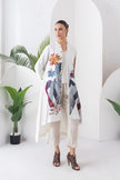 Ivory Silk Chanderi Printed High-Low Dress (1 PC)