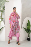Salmon Pink Silk Chanderi Printed Intricate Bird And Floral Printed Tunic (1 PC)