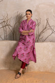 Salmon Pink Silk Chanderi Floral Boota Printed Tunic (1 PC)