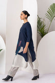 Blue & Ivory Viscose Dupion Printed Tunic (1 PC)